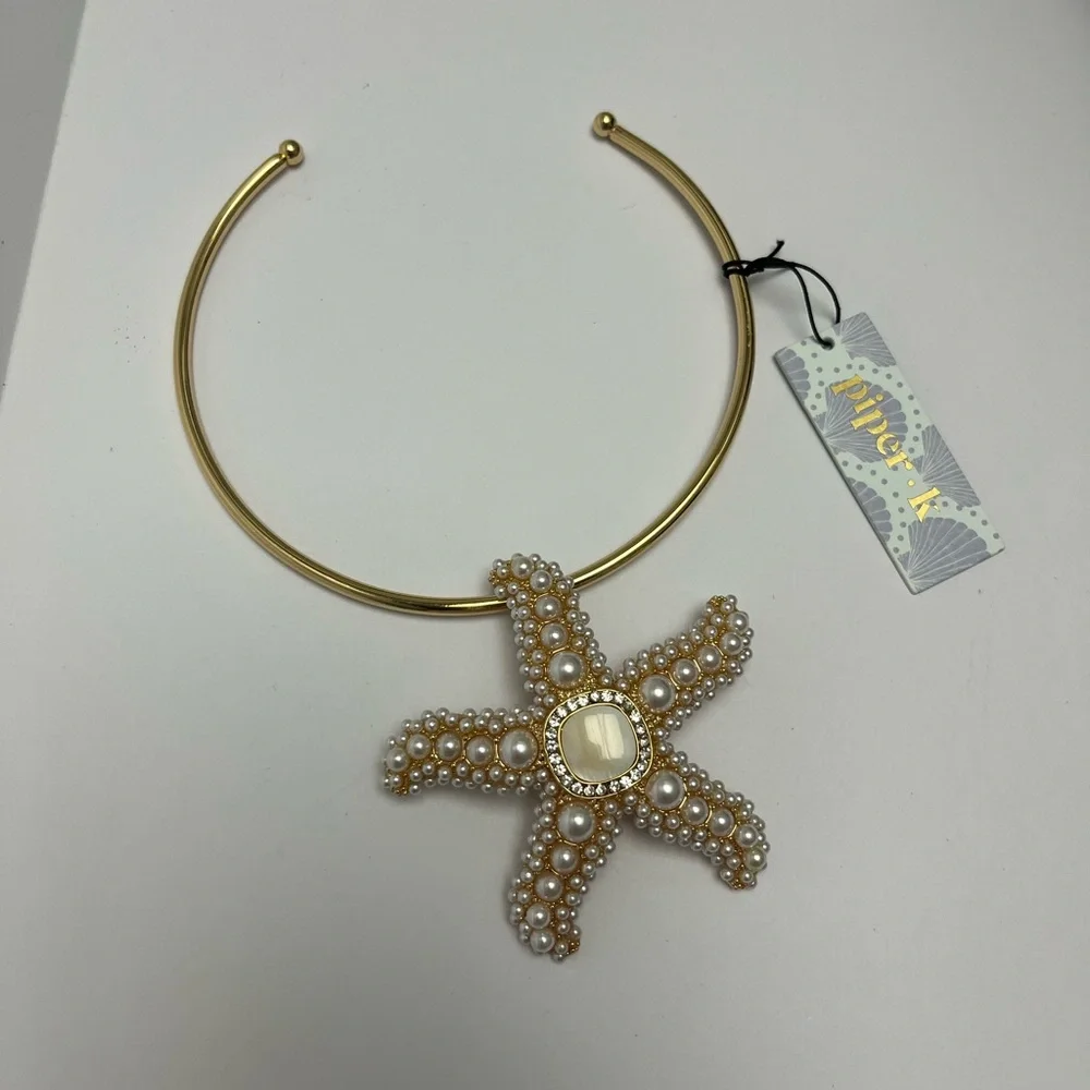 NWT ⚜️🌟⚜️ Piper K Gorgeous glass pearl Starfish Pendant Necklace - Picture 5 of 14